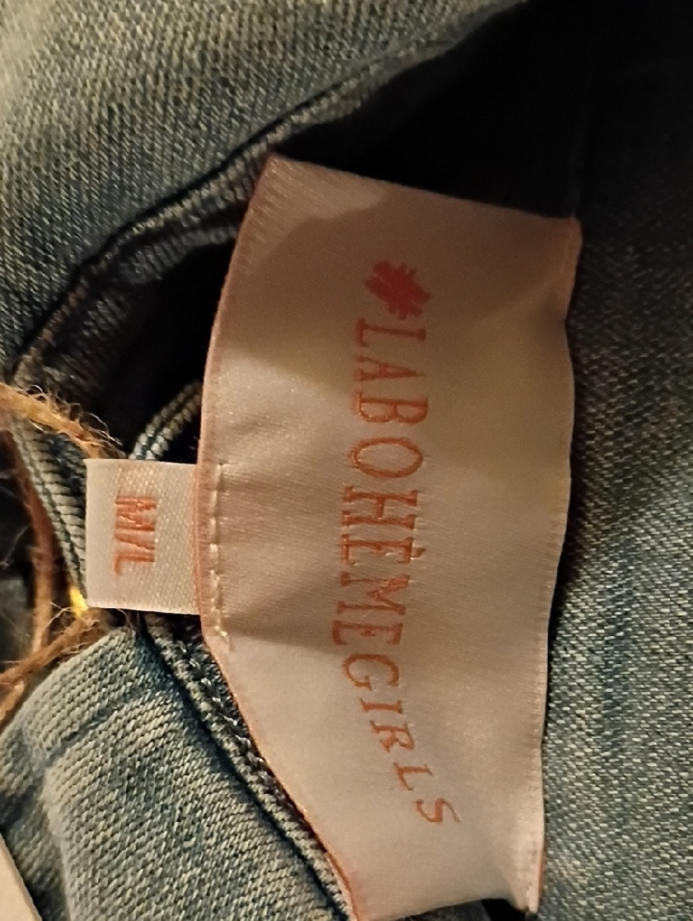 La Boheme Jean Material Button-Front Casual Dress with Gold Heart Print - Picture 6 of 6